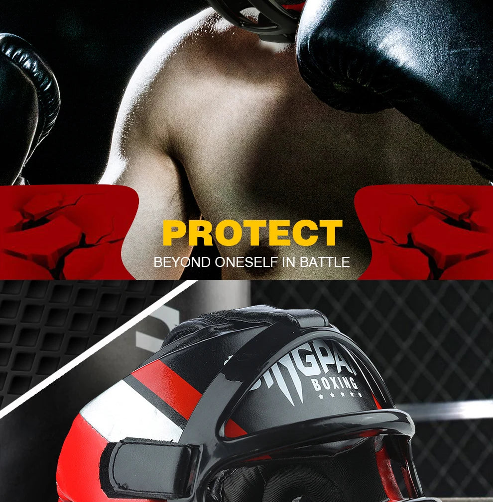 Grade PU leather Boxing Helmet head protectors adult Child Professional competition headgear MMA Muay thai kickboxing Head Guard