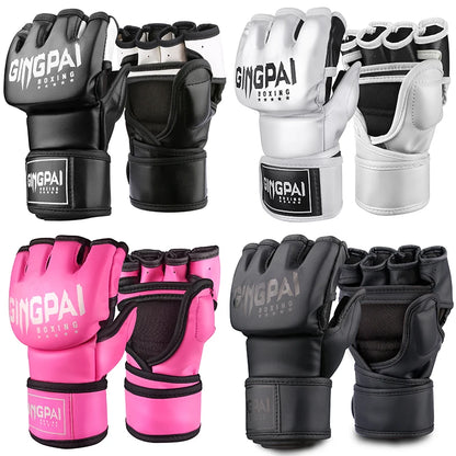 Half Mitts MMA Fighting Kick Boxing Gloves,Fingerless Punching Heavy Bag with Paddding Gloves for Kickboxing Sparring Muay Thai