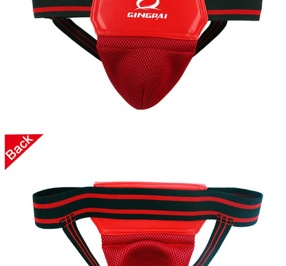 Red Black Adult Male MMA Jockstrap Boxing Sanda Groin Guards Taekwondo Training Crotch Protector Kick Boxing Protection Guard