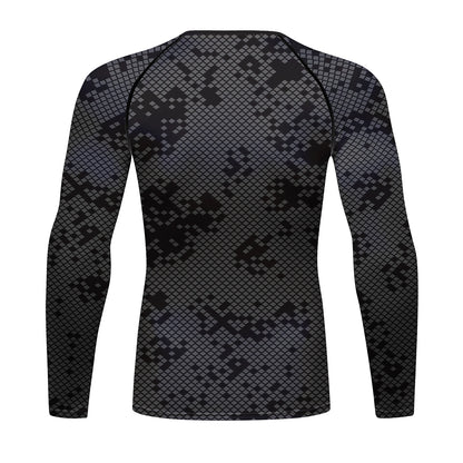 Black Speckle Sports Tracksuit Men Grappling Bjj Gi Boxing Rash Guard Anti-uv Athletic Training Active Wear Suit