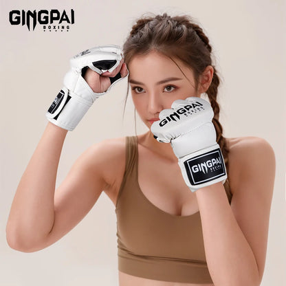 Half Mitts MMA Fighting Kick Boxing Gloves,Fingerless Punching Heavy Bag with Paddding Gloves for Kickboxing Sparring Muay Thai