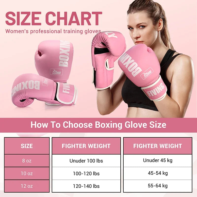 FIVING Pro Style Boxing Gloves for Women, PU Leather, Training Muay Thai,Sparring,Fighting Kickboxing,Adult Heavy Punching Bag G