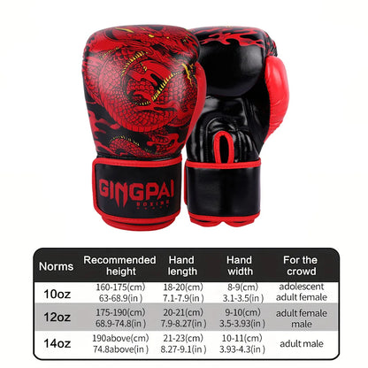 Dragon Boxing Gloves Professional Adult Sanda Muay Thai Fighting Gloves Men and Women Training Sandbag Free Fight MMA