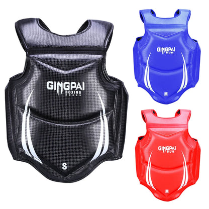 GINGPAI Body Protector Fight Gear Chest Guard Kickboxing Martial Arts Muay Thai MMA Rib Shield Armour,Solid Body Vest Protector