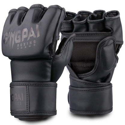 Half Mitts MMA Fighting Kick Boxing Gloves,Fingerless Punching Heavy Bag with Paddding Gloves for Kickboxing Sparring Muay Thai