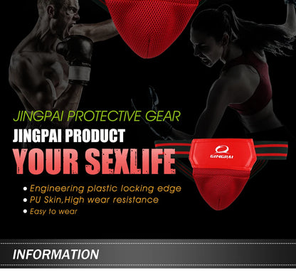 Red Black Adult Male MMA Jockstrap Boxing Sanda Groin Guards Taekwondo Training Crotch Protector Kick Boxing Protection Guard