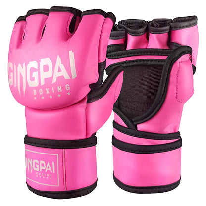 Half Mitts MMA Fighting Kick Boxing Gloves,Fingerless Punching Heavy Bag with Paddding Gloves for Kickboxing Sparring Muay Thai