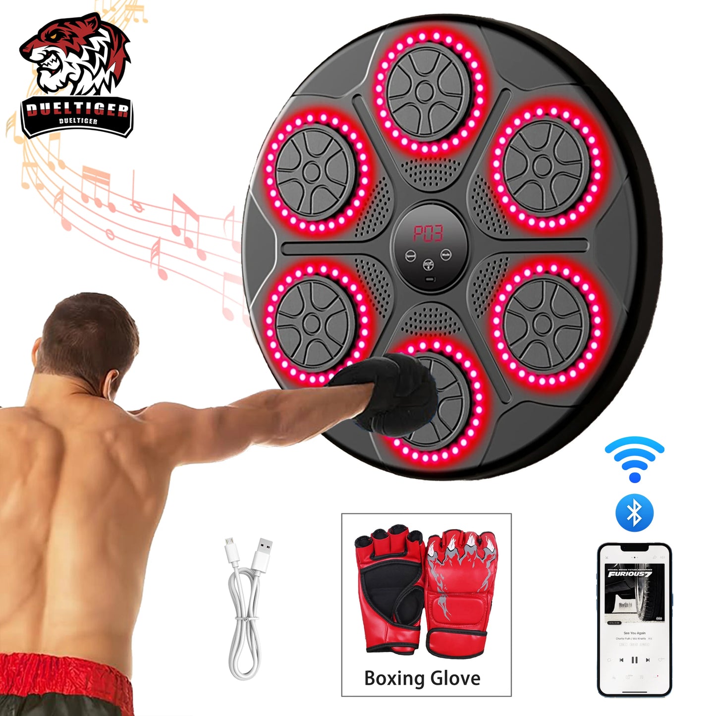 Music Boxing Machine Smart Bluetooth Wall Mounted For Home Training