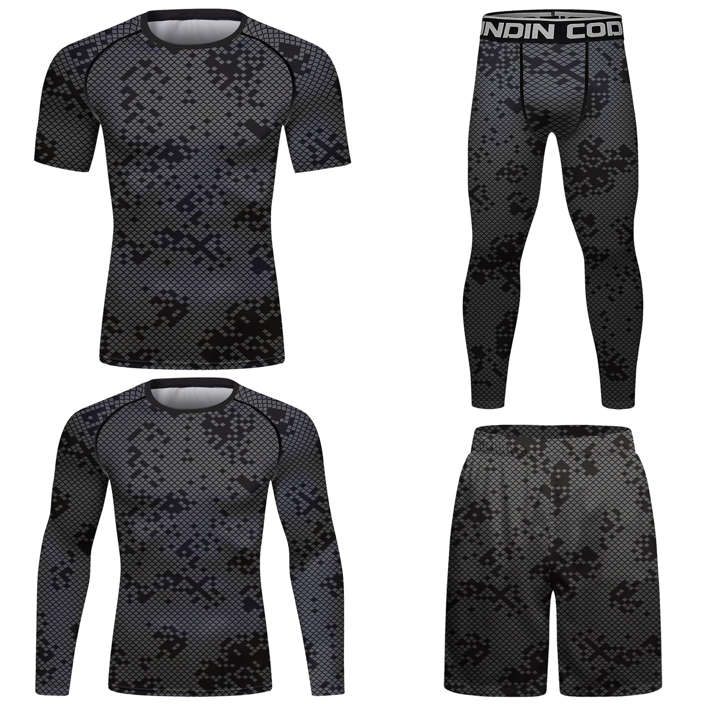 Black Speckle Sports Tracksuit Men Grappling Bjj Gi Boxing Rash Guard Anti-uv Athletic Training Active Wear Suit