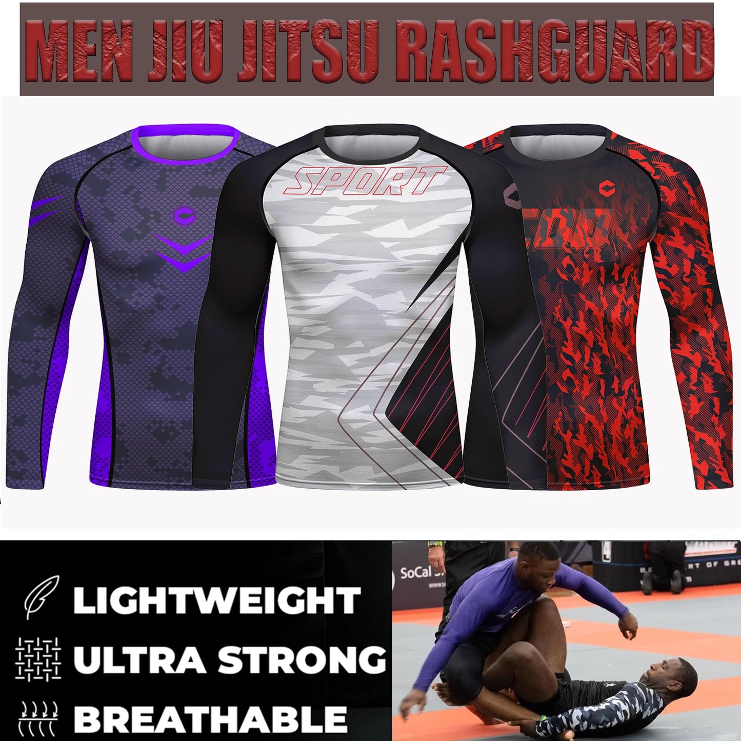 Black Speckle Sports Tracksuit Men Grappling Bjj Gi Boxing Rash Guard Anti-uv Athletic Training Active Wear Suit