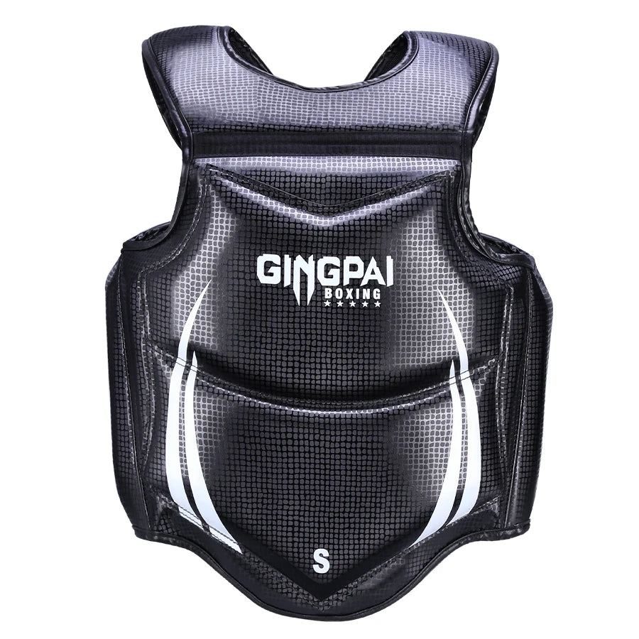 GINGPAI Body Protector Fight Gear Chest Guard Kickboxing Martial Arts Muay Thai MMA Rib Shield Armour,Solid Body Vest Protector