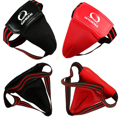 Red Black Adult Male MMA Jockstrap Boxing Sanda Groin Guards Taekwondo Training Crotch Protector Kick Boxing Protection Guard