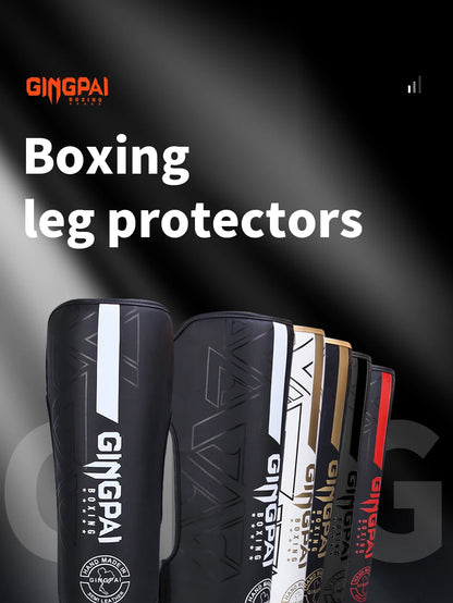 High-Quality PU Leather Boxing Shin Guards Ankle Support Protector MMA Muay Thai Training Leg Warmers Light Kicking Shin Pads