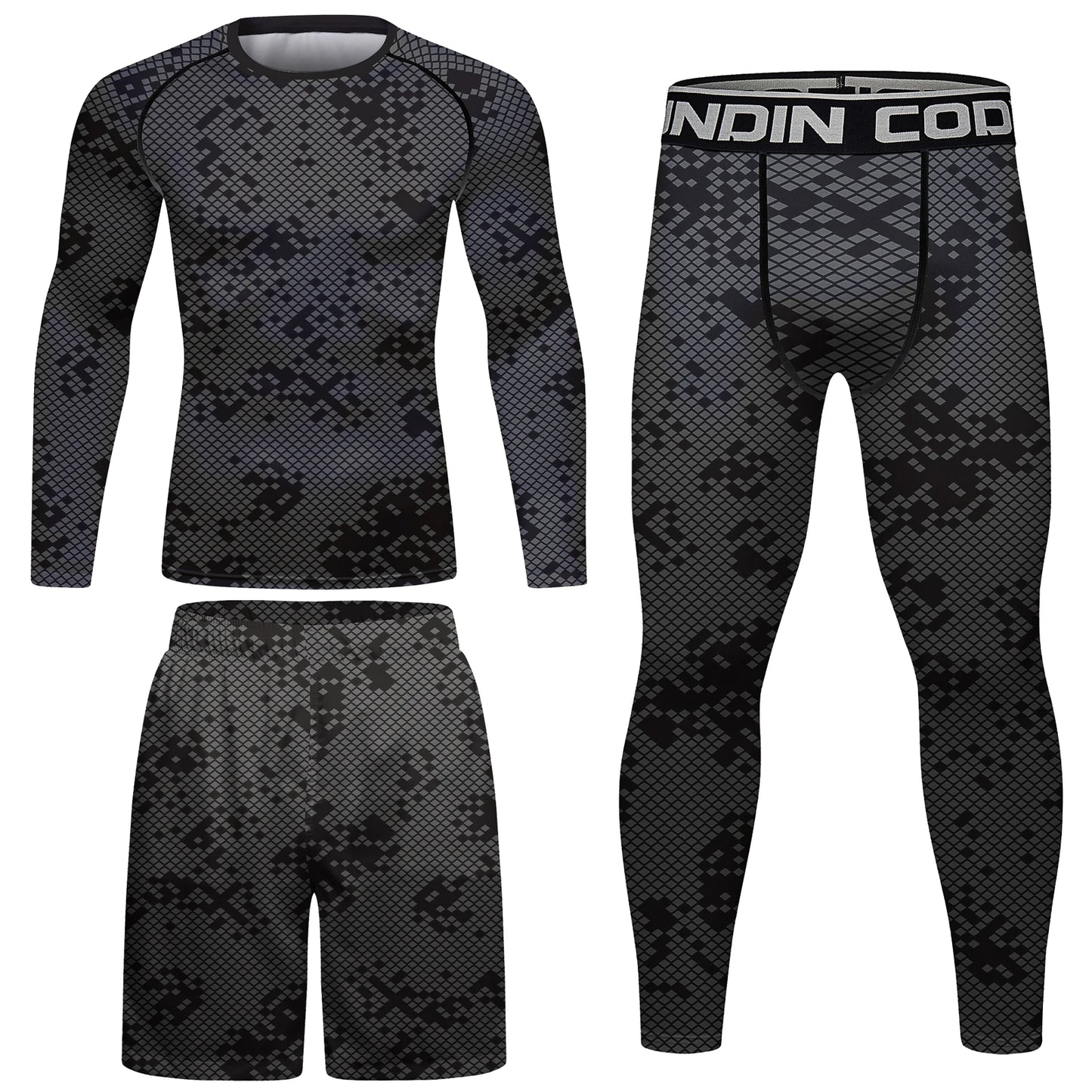 Black Speckle Sports Tracksuit Men Grappling Bjj Gi Boxing Rash Guard Anti-uv Athletic Training Active Wear Suit