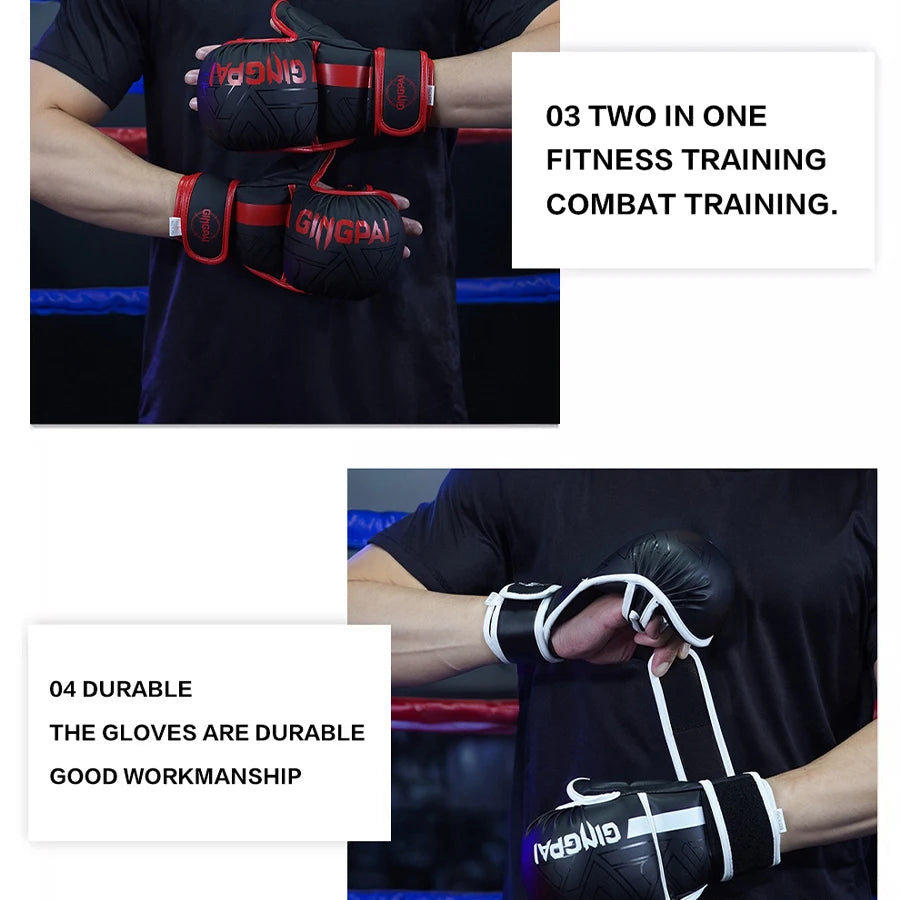 Professional MMA Boxing Gloves Half Finger Sandbag Karate Muay Thai Training Gloves Men Women Thickened Boxing Equipment