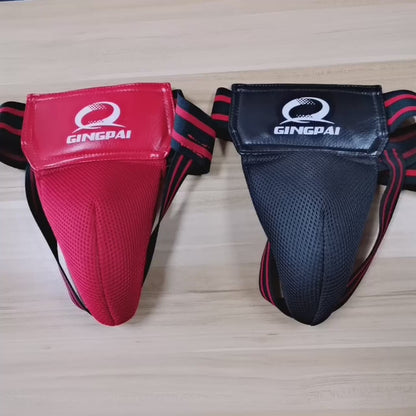 Red Black Adult Male MMA Jockstrap Boxing Sanda Groin Guards Taekwondo Training Crotch Protector Kick Boxing Protection Guard